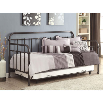 Clairese Metal Twin Daybed With Trundle Dark Bronze