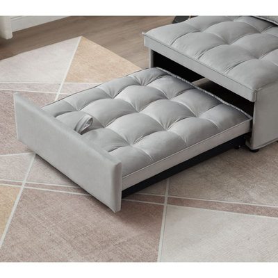 Canapé-lit convertible, canapé-lit simple en tissu de velours moderne, canapé-lit avec 1 coussin de dossier et dossier amovible, canapé-lit inclinable confortable pour le bureau et le salon