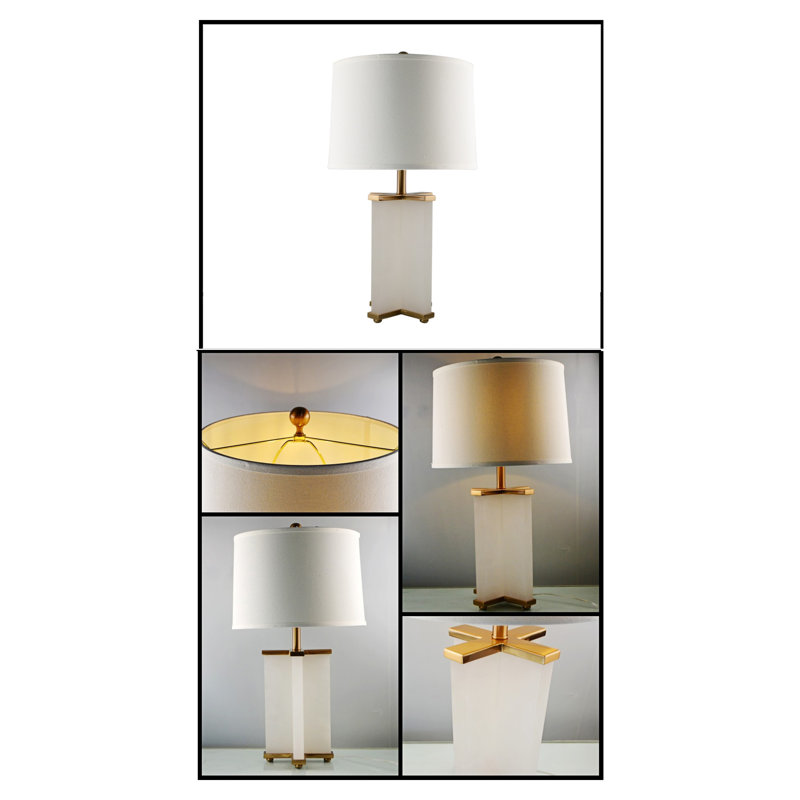 Cyprus 25.26" Antique Brass/White Table Lamp