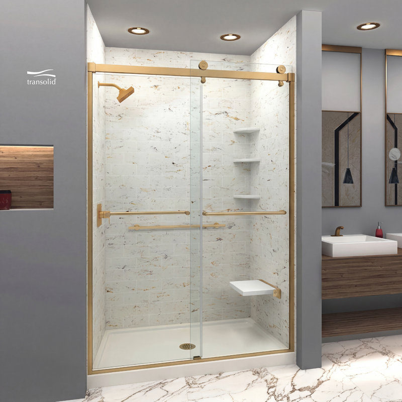 Siège de douche rabattable Preston l 20 po x P 14 po blanc et bronze champagne