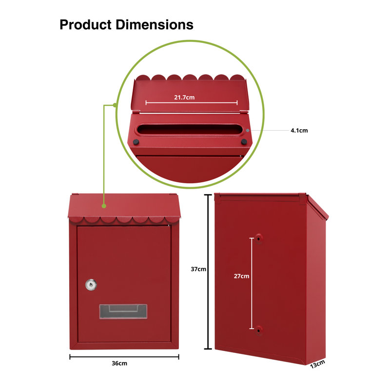 Stallings Steel Wall Mounted Post Box, Red