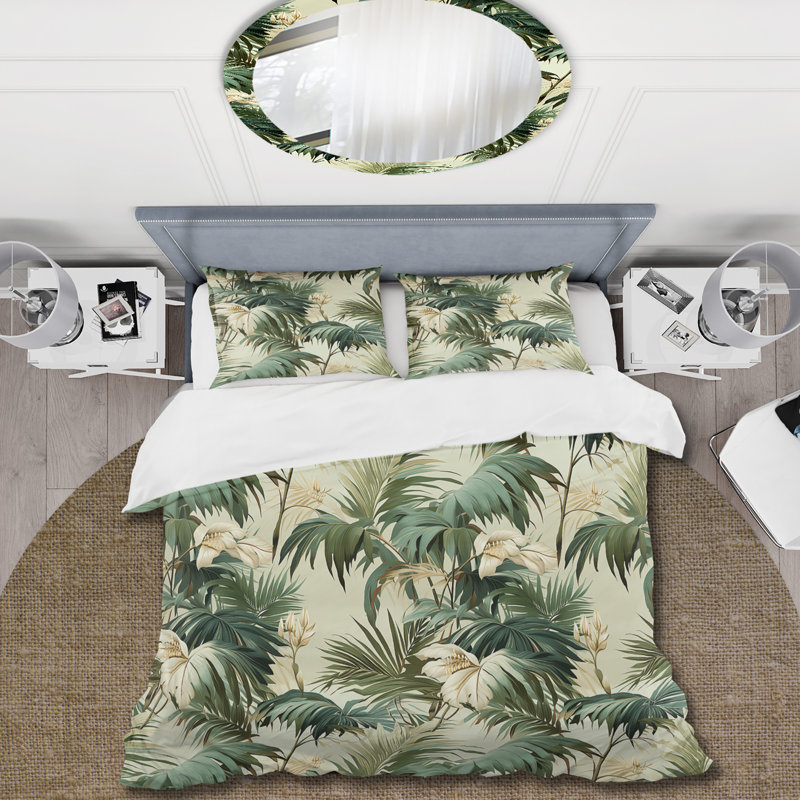 Ensemble de housse de couette Tropical, Housse de couette pour très grand lit et 2 très, Palmiers tropicaux