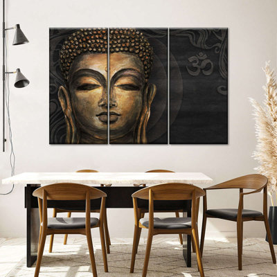 " Gautama Buddha Om Wall Art Multi Piece Canvas Print " 3 - Pieces