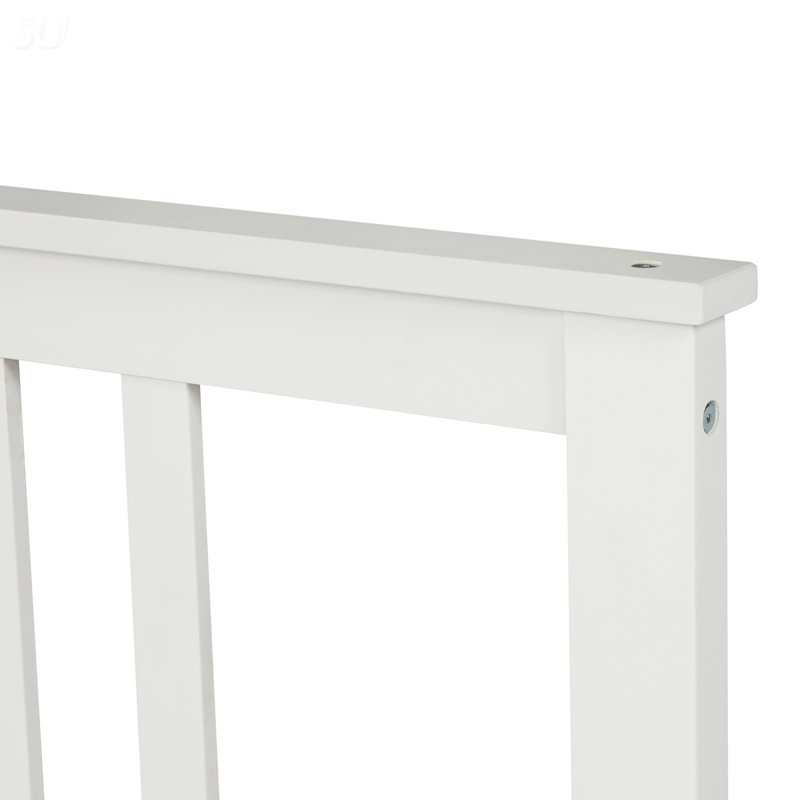 Lit plateforme en bois avec tête et pied de lit, lit simple (blanc), lit, Lit simple