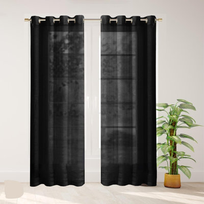 Sheer Window Curtains 2 Panels 54" W X 84" L (108" W) Extra Wide Linen Textured Curtains & Drapes For Living Room, Bedroom, Farmhouse Curtains, Boho Decor, Light Filtering Window Treatments With Grommets