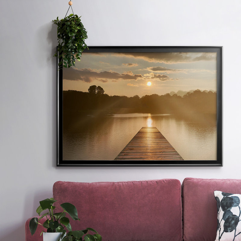 Sunrise Dock, reproduction d'art sur toile, H 26 po x l 38 po x P 1,5 po, Noir