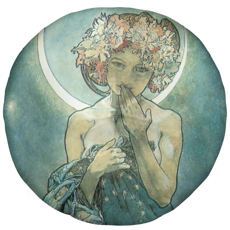 Coussin de sol alphonse mucha moon star, 26 po x 26 po, Bleu
