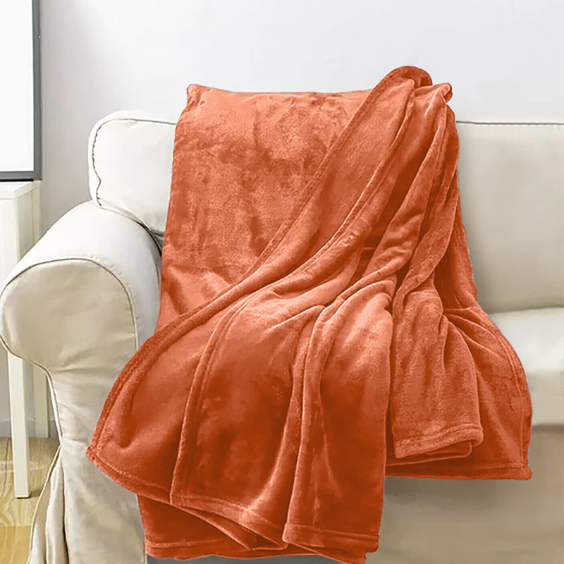 Aspire Homeware Ultra-Soft Hotel Quality Reversible Plain Weave Fleece Throw Blanket, Rust, Single (130cm W X 150cm L)