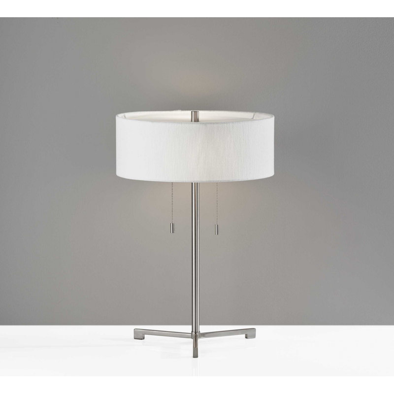 Akhilleus Metal Table Lamp, Brushed Steel, White