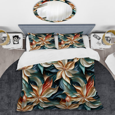Ensemble de housse de couette Gold and Teal Cosmic Essence