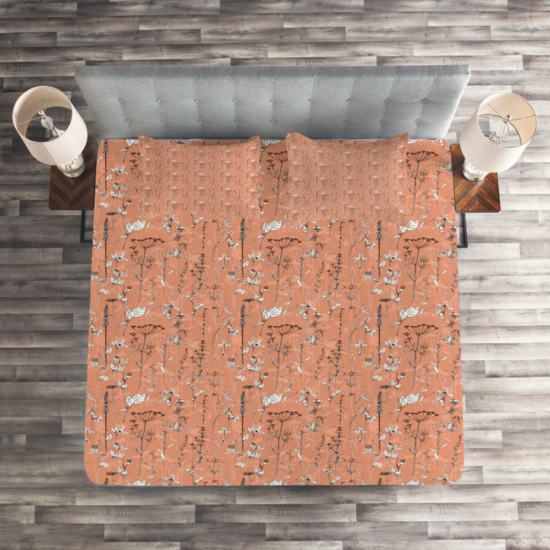 Floral Coverlet, King Bedspread + 2 Shams