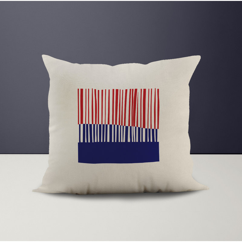 Jeté carré en polyester intérieur / extérieur, L 15 po x H 15 po, Rouge / bleu marine