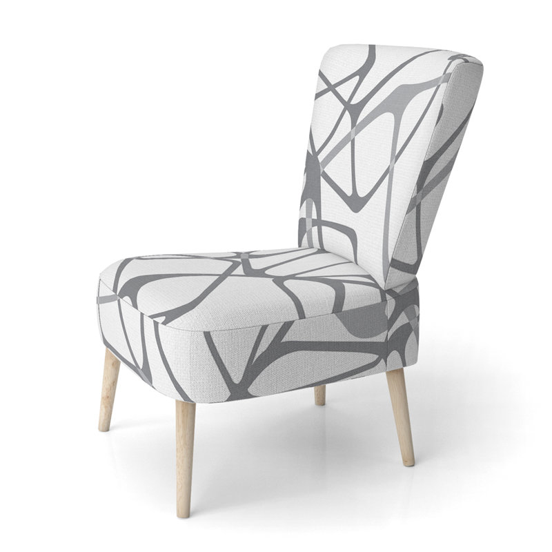 Accent Chair, Beige Floral Pattern Upholstered Decor - Beige Floral Pattern II, Light Gray/White