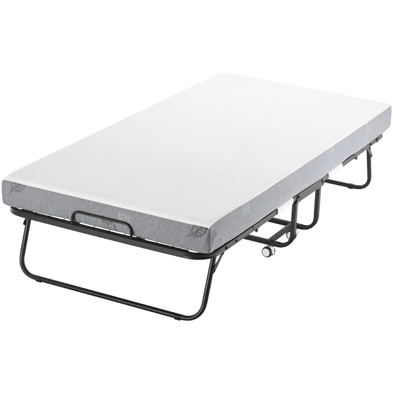 Lit simple pliable 38 po x 75 po avec 5 matelas, pour les invités, cadre de haute qualité, bon support, housse en mousse souple portative, structure, facile à nettoyer