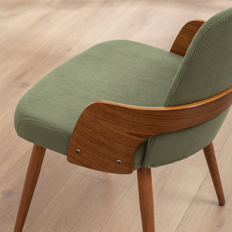 Chaise rembourrée en bois massif Carman, Velours côtelé vert