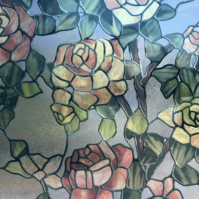 Film de vitrail 3D - La rose des bêtes 23,6 po x 35,4 po