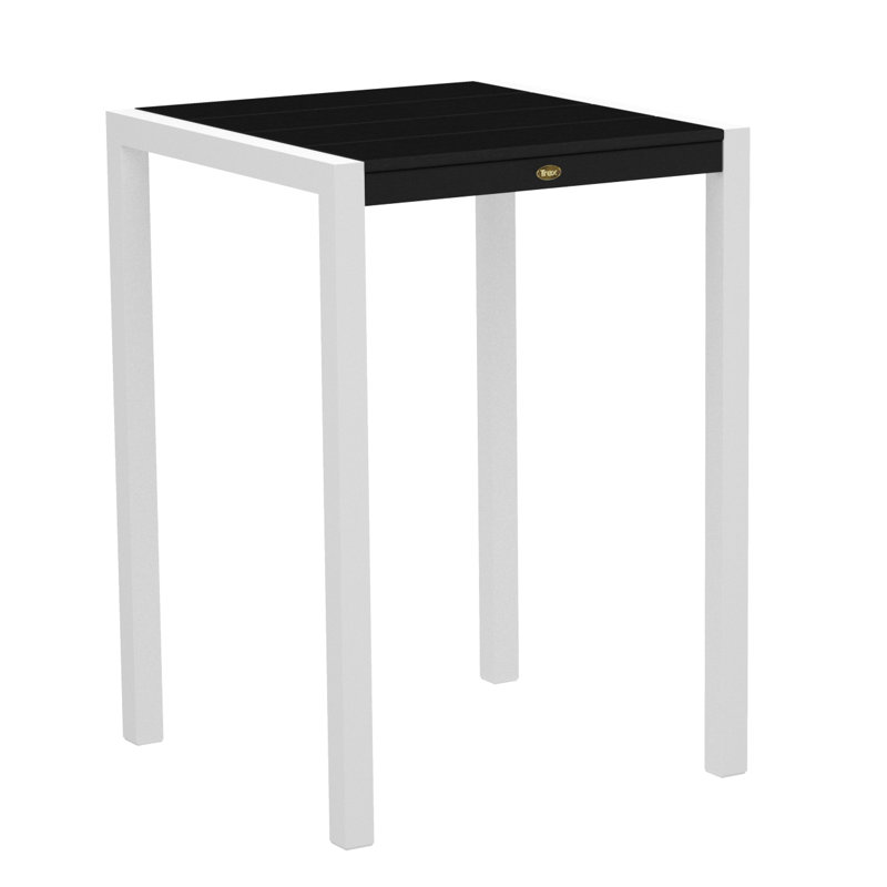 Table de bar POLYWOOD Surf City, 30 po x 30 po, Blanc texturé / Noir anthracite