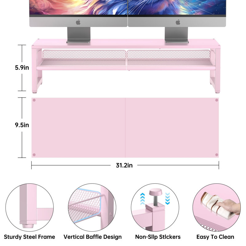 Desk Organizers And Accessories, Dual Monitor Stand Riser For Desk Organizer, Computer Stand Desk Accessories Workspace Desktop Organizer