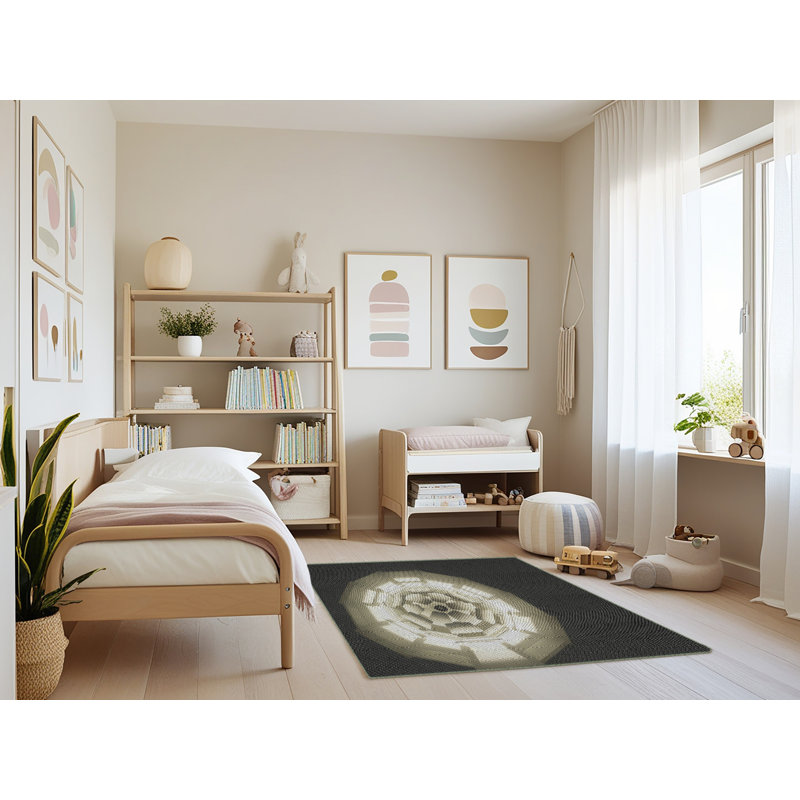 Tapis noir/beige à tisser électrique, Rectangle 3 pi x 5 pi