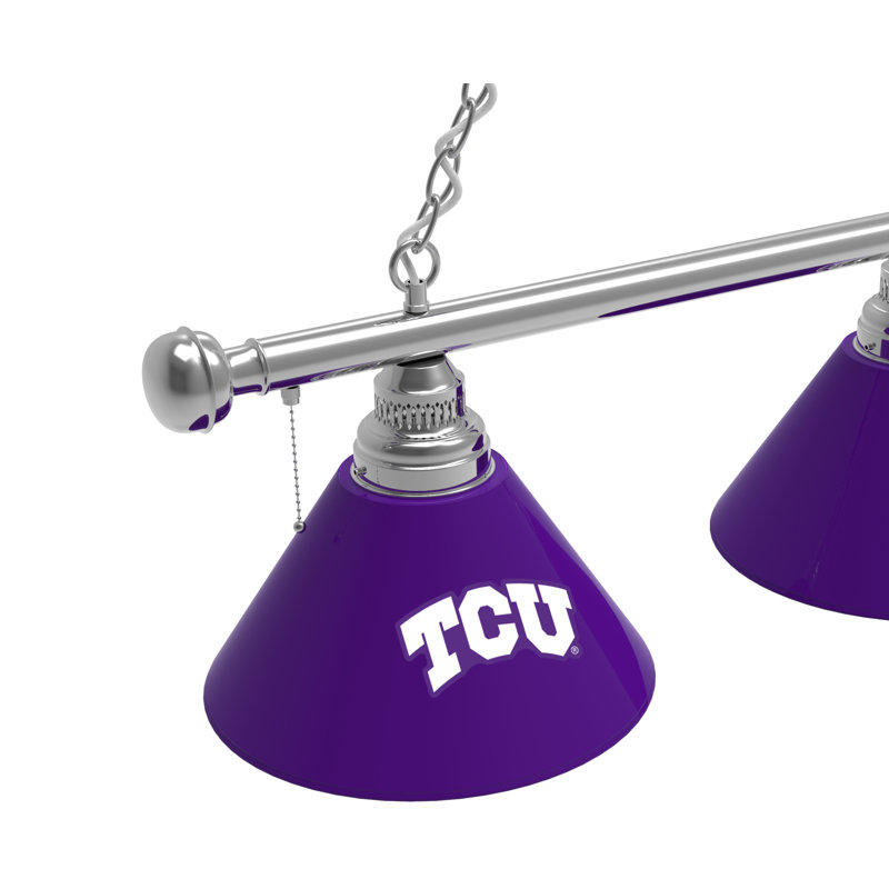 3 - Light Pool Table Lights Pendant, Chrome, TCU Horned Frogs