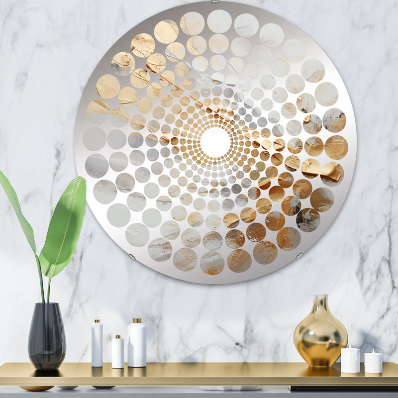 Miroir décoratif beige et doré Glacier Stone Simplicity III - Radial Dot-MIR113332-Round, 31,4 po x 31,4 po