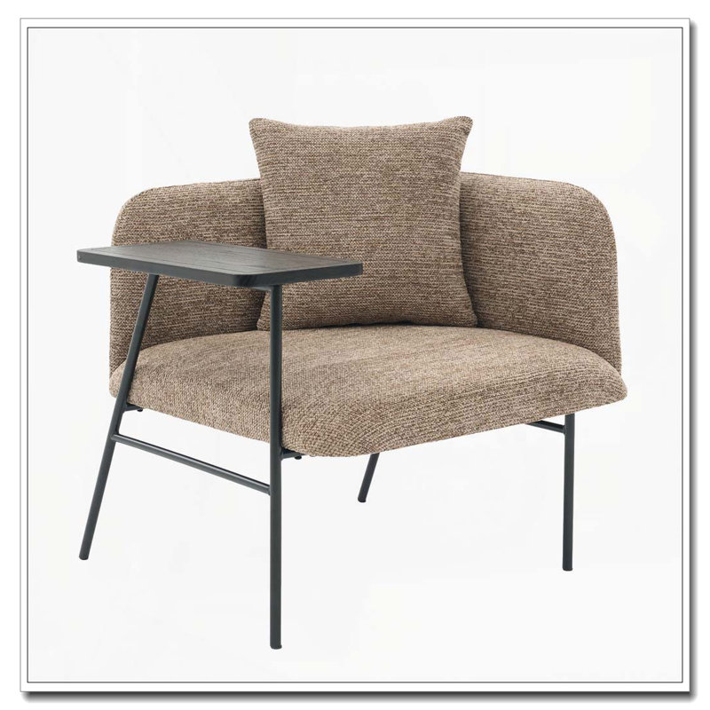 Fauteuil de détente Lounge avec petite table et coussin de dossier, Beige