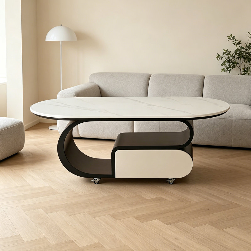 Table basse Modern Light Luxury, Blanc / Gris, Noir / blanc, H 17,71 po x L 47,24 po x l 27,55 po