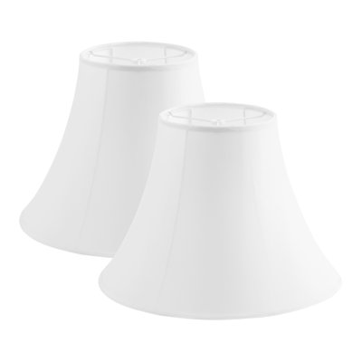 # 38018-2,Handsewn Bell Traditional Collapsible Spider Shade/White Faux Silk Fabric,8"Top X 17"Bottom X 13"Slant,Set Of 2