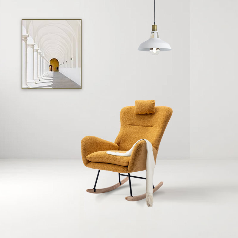 Chaise berçante en métal Jamaul, Jaune