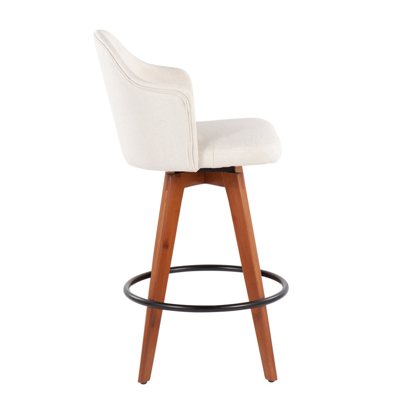 Tenessa Swivel Upholstered Counter Stool with Solid Wood Frame