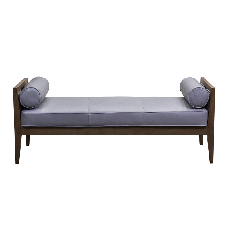 Beacon Hill Upholstered Leather Bench, Dark Brown, Anderson Pebble