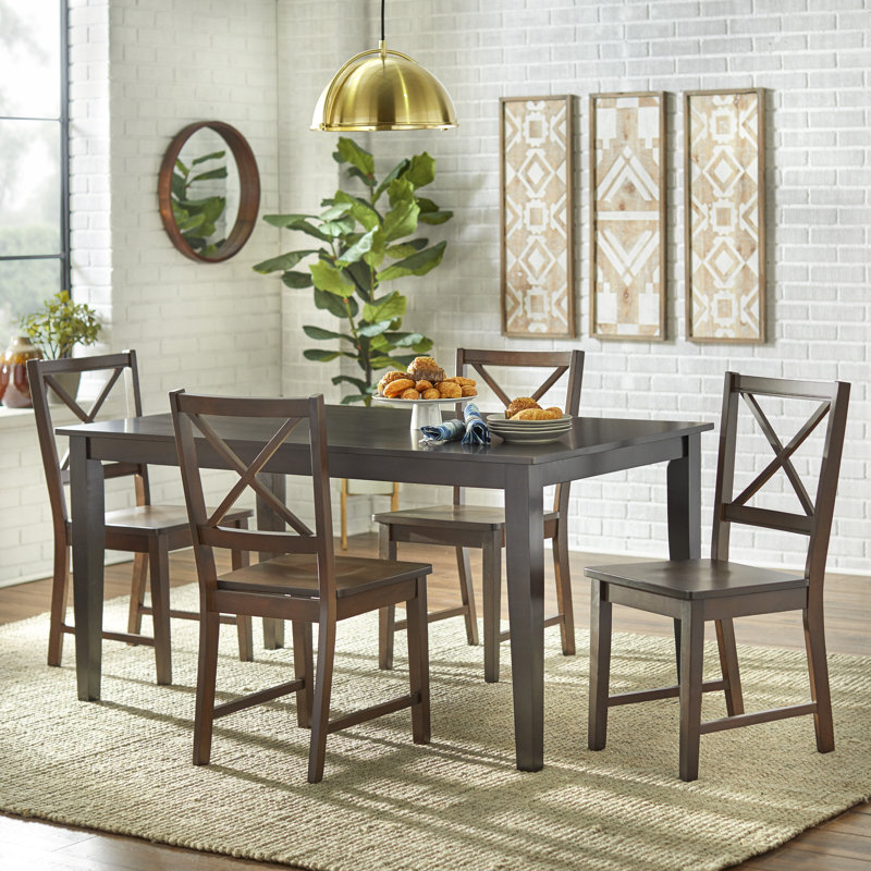 4 - Person Solid Wood Top Four Leg Dining Set, Espresso