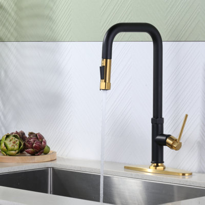 ARCORA Single Handle Pull Down Kitchen Faucet with Deck Plate