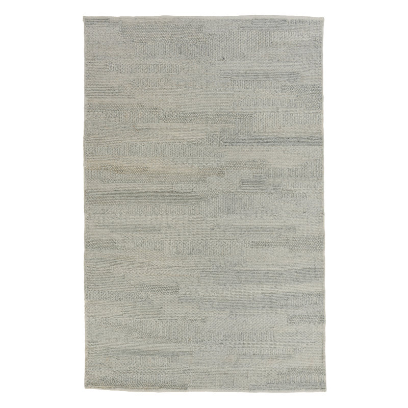 Tapis 100% polyester tissé à la main, Argent argent, 5 pi x 8 pi