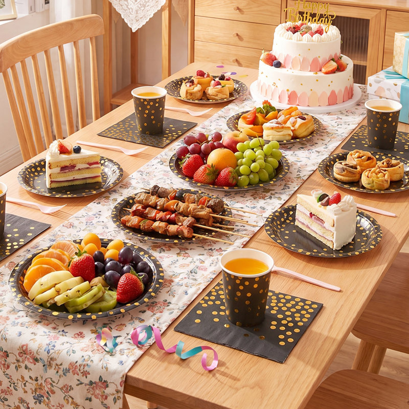 60-Piece Disposable Birthday Party Paper Tableware Set