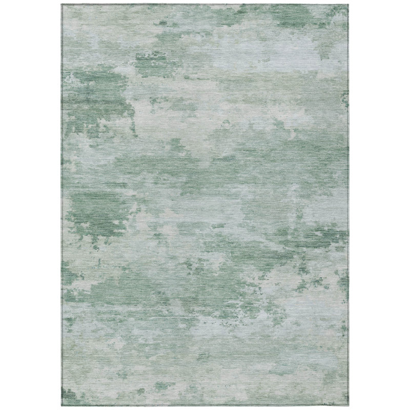 Tapis extérieur lavable abstrait vert menthe et turquoise 3 pi x 5 pi