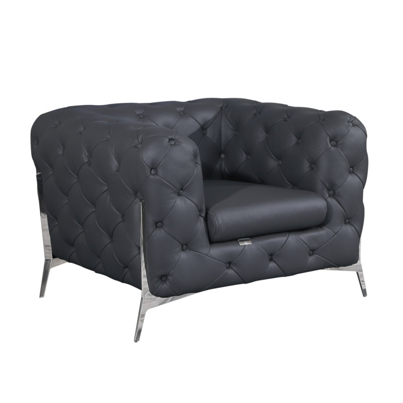 Fauteuil inclinable en cuir italien 100% Global Global, Gris