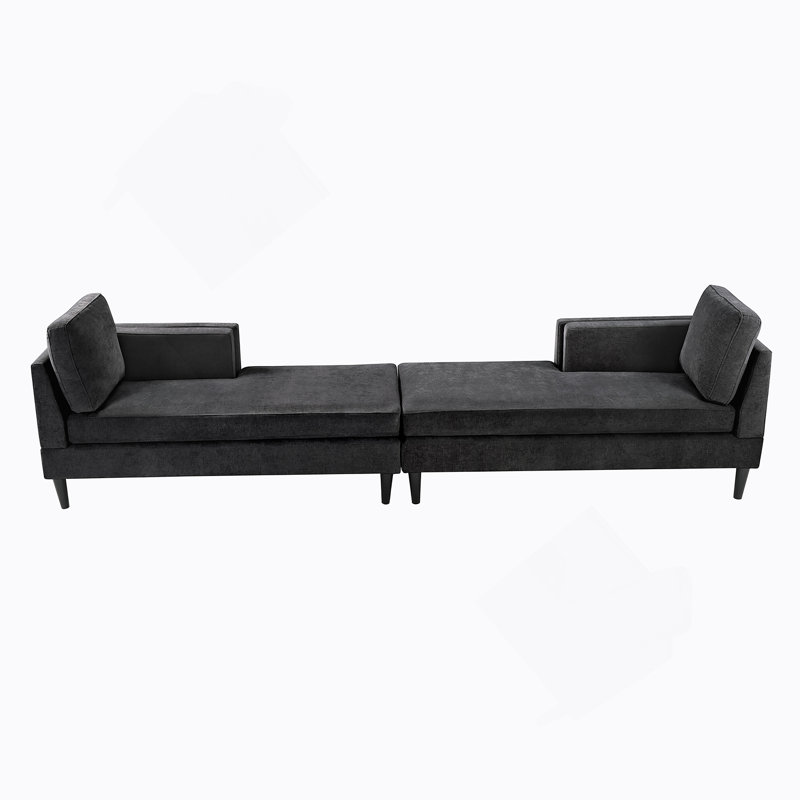 Méridienne moderne avec méridienne et canapé-lit 53,5 po, Noir