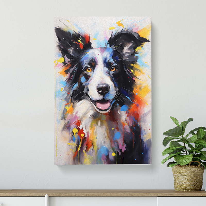 Border Collie Gestural - No Frame Print, 50cm H x 35cm W x 3cm D