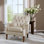 Fauteuil d'appoint à oreilles capitonné avec accoudoirs courbés de 29,25 po de largeur Anatonia