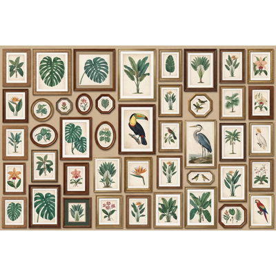 Papier peint amovible rétro avec motif de botanique rétro