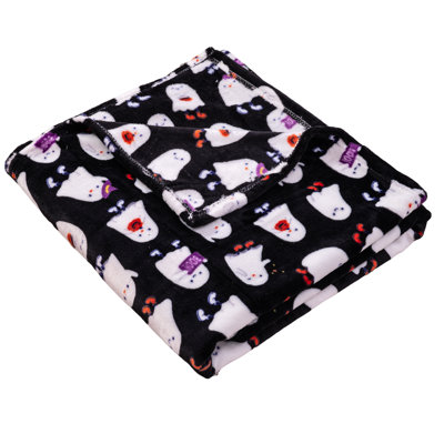 Halloween Ghost Bash Printed Flannel Throw 50"X70"