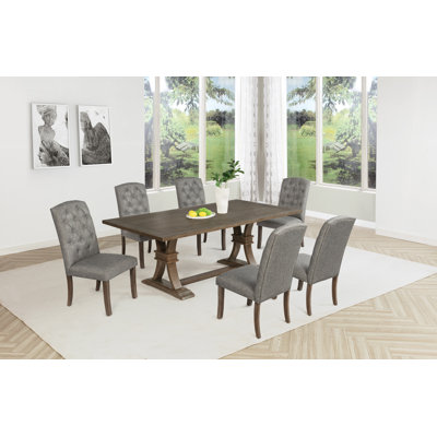 Ensemble de salle à manger de style traditionnel avec chaises d'appoint capitonnées