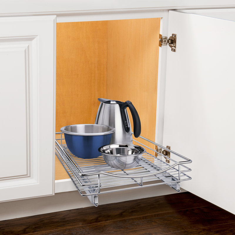 Organisateur d'armoire coulissant chromé pour armoires de cuisine LYNK PROFESSIONAL, l 14 po, P 18 po