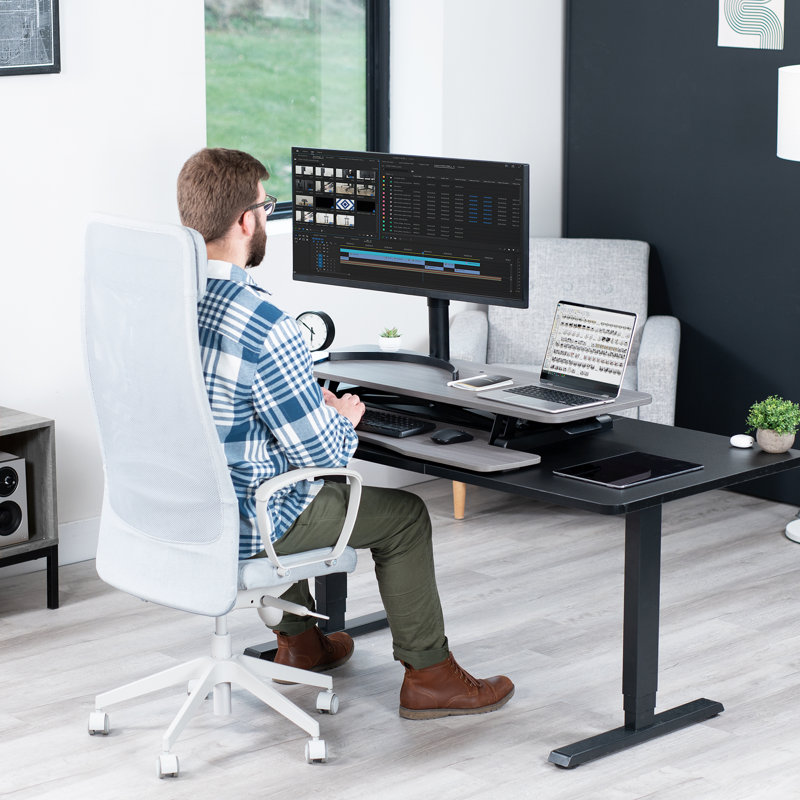 VIVO Height Adjustable Standing Desk Converter (DESK-V000K Series), Gray/Black, 26"