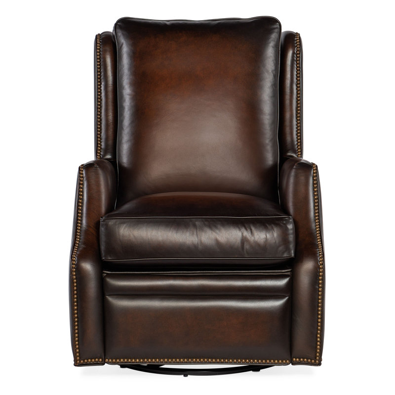 Elicce Leather Power Recliner, Brown Genuine Leather, Manual