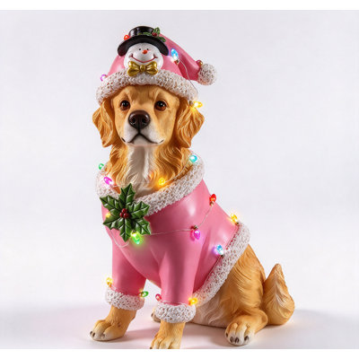 Christmas Golden Retriever Statue, Holiday Dog Figurine i..., 14.17×8.66×19.69 in, Resin, 1 Piece, Statue, Brown, Impressive Display Size – Measures approximat…