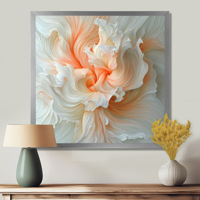 «Abstract Flower Cream Petal Symphony I», art mural abstrait sur toile