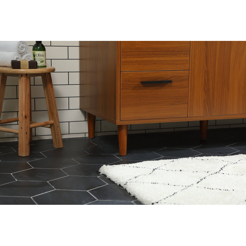 Baldwin 48'' Single Bathroom Vanity with Engineered Marble Top, Teak