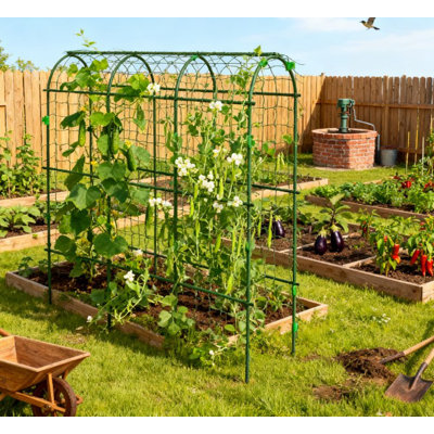 Treillis de jardin en A en métal pour plantes grimpantes d'extérieur avec filet